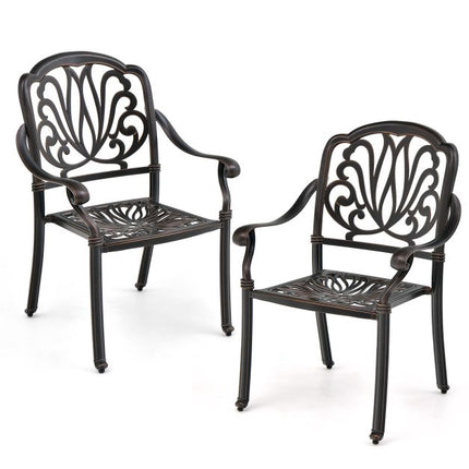 Patio Dining Chairs, 2-Pack Cast Aluminum Armchairs