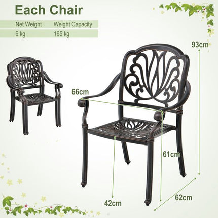 Patio Dining Chairs, 2-Pack Cast Aluminum Armchairs
