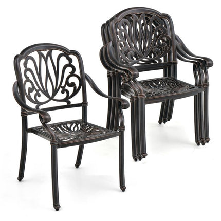 Patio Dining Chairs, 2-Pack Cast Aluminum Armchairs