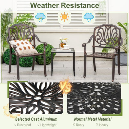 Patio Dining Chairs, 2-Pack Cast Aluminum Armchairs