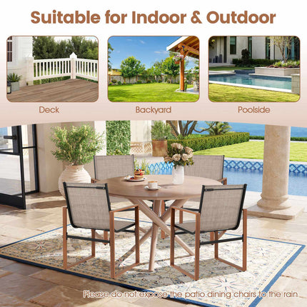 Patio Dining Chairs Set of 2, Breathable Fabric, Brown