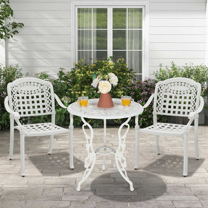 Patio Dining Chairs, Set of 2, Cast Aluminum, White