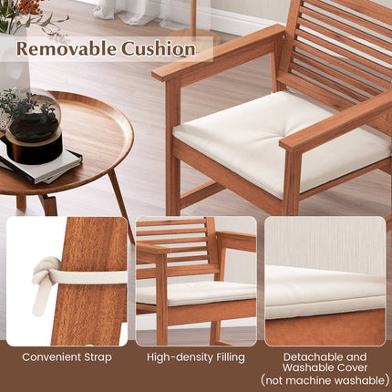 Patio Dining Chairs Set of 2, Solid Wood With Cushions