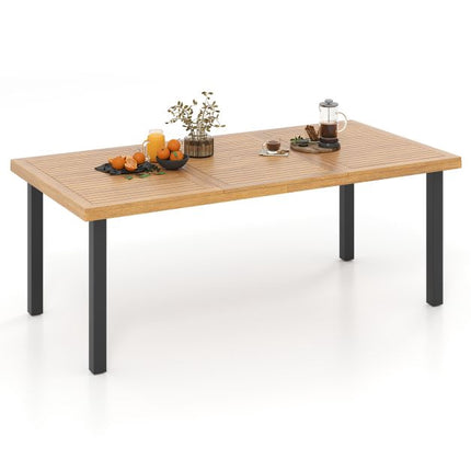 Patio Dining Table 200x100cm, Acacia Top, Umbrella Hole