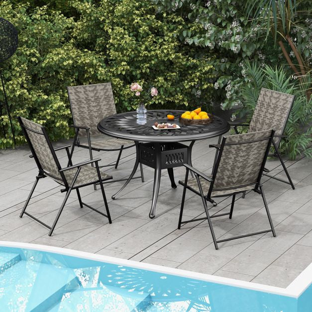 Patio Folding Chairs Set of 2, Armrests, PE Rattan