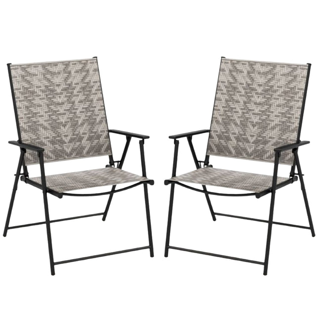 Patio Folding Chairs Set of 2, Armrests, PE Rattan