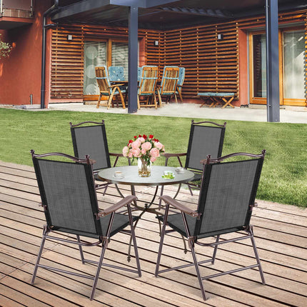 Patio Folding Chairs Set of 2 With Armrests, 140kg