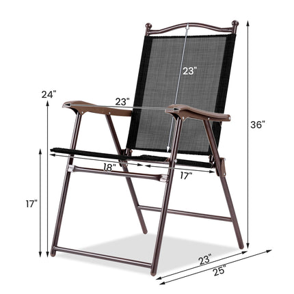 Patio Folding Chairs Set of 2 With Armrests, 140kg
