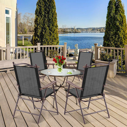 Patio Folding Chairs Set of 2 With Armrests, 140kg