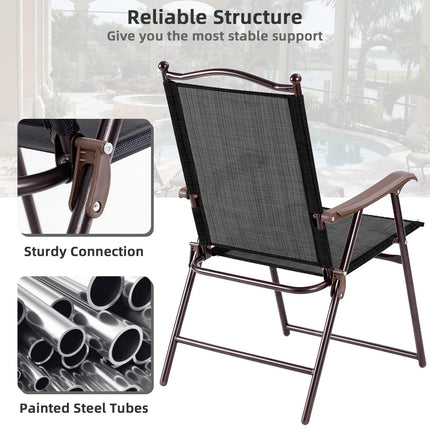 Patio Folding Chairs Set of 2 With Armrests, 140kg