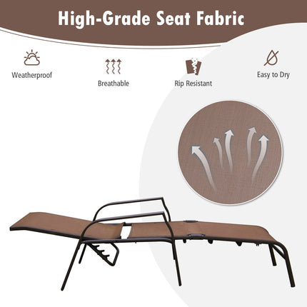 Patio Folding Chaise Lounge Set, 2-Pack, Adjustable Back