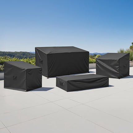 Patio Furniture Covers 4-Piece Set, 420D Waterproof, Black