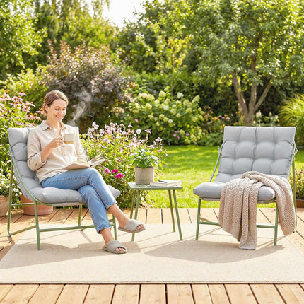 Patio Furniture Set – 2 Chairs, Table, Steel Frame