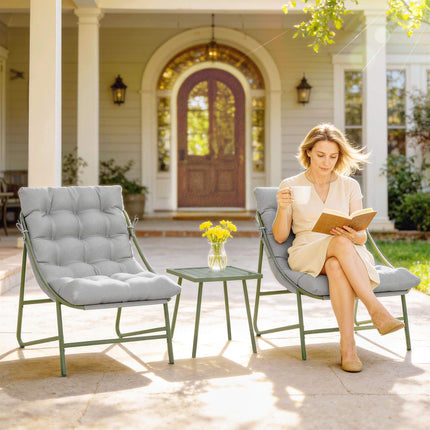 Patio Furniture Set – 2 Chairs, Table, Steel Frame