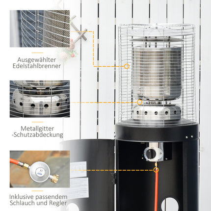 Patio heater, stainless steel, portable with safety switch