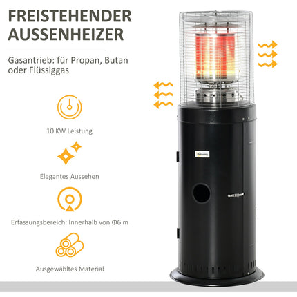 Patio heater, stainless steel, portable with safety switch