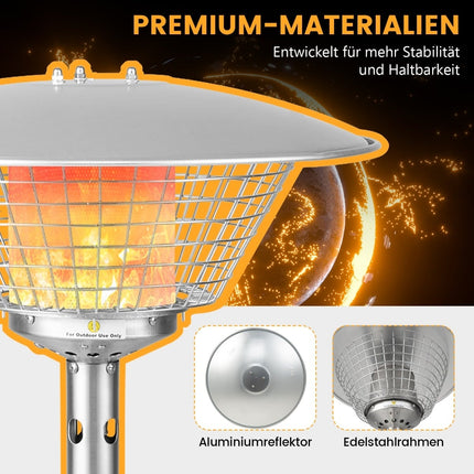 Patio Tabletop Heater, 3200W, Stainless Steel, Safe