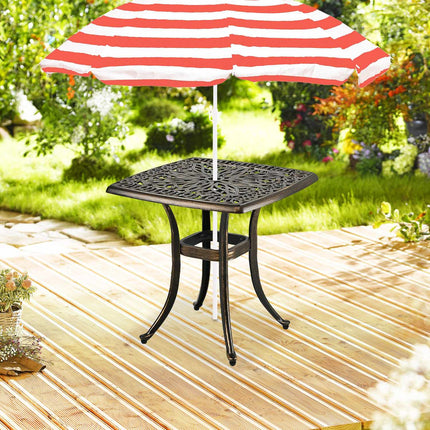 Patio Table with Umbrella Hole – Cast Aluminum, Square