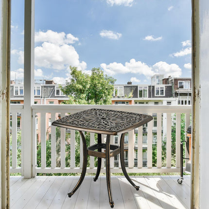 Patio Table with Umbrella Hole – Cast Aluminum, Square
