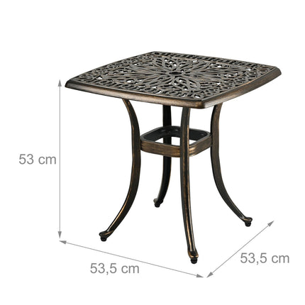 Patio Table with Umbrella Hole – Cast Aluminum, Square