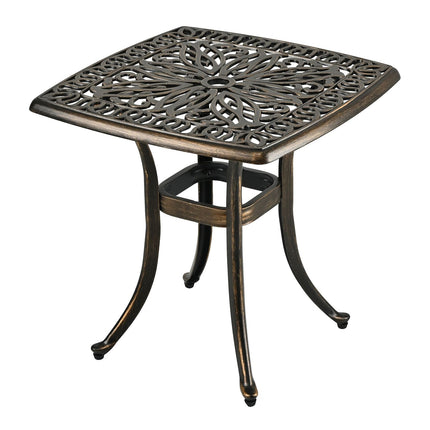 Patio Table with Umbrella Hole – Cast Aluminum, Square