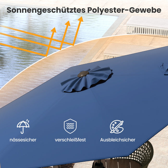 Patio Umbrella 230 cm with Crank and Tilt, Marine Blue
