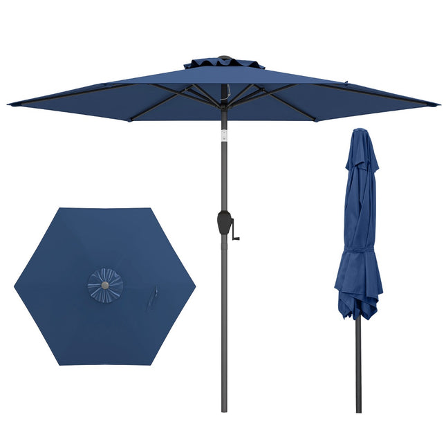 Patio Umbrella 230 cm with Crank and Tilt, Marine Blue