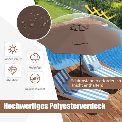 Patio Umbrella 250 cm with Crank, 8 Ribs, Brown
