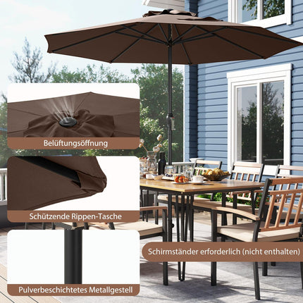 Patio Umbrella 250 cm with Crank, 8 Ribs, Brown