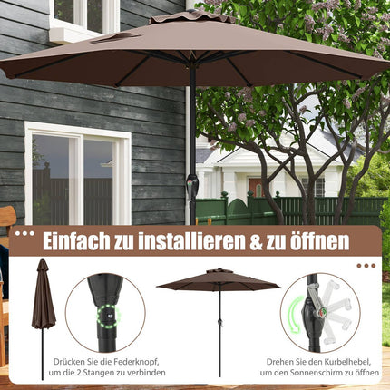 Patio Umbrella 250 cm with Crank, 8 Ribs, Brown