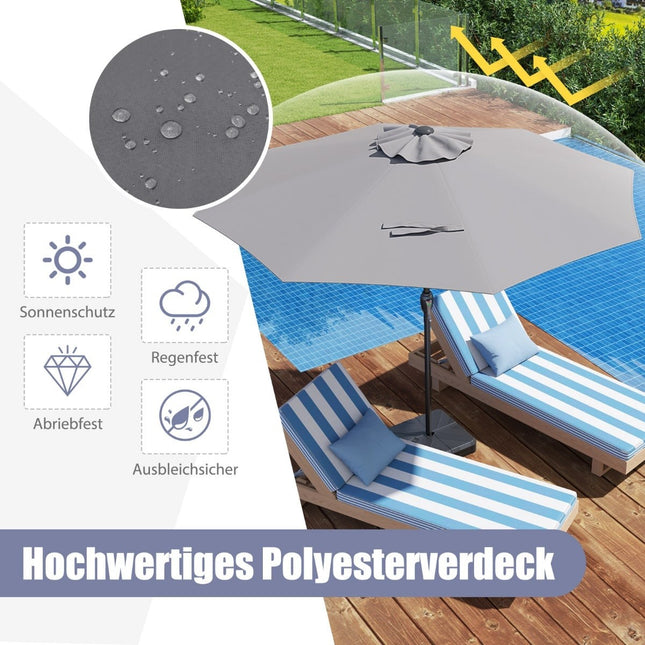 Patio Umbrella 250 cm with Crank, 8 Ribs, Grey