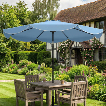 Patio Umbrella, 265 cm, Adjustable Tilt, Blue