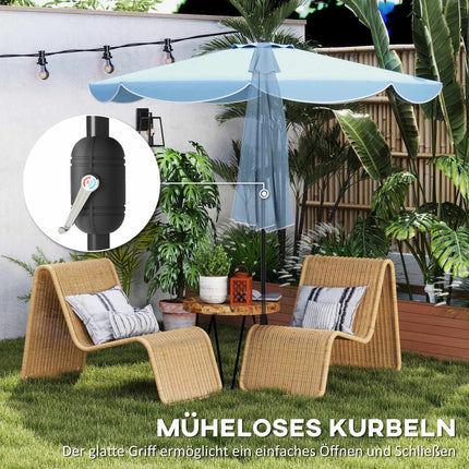 Patio Umbrella, 265 cm, Adjustable Tilt, Blue