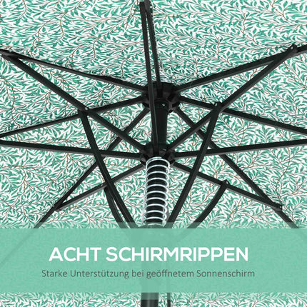 Large green patio umbrella with metal pole - Ø292 cm