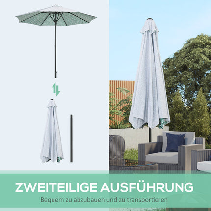 Large green patio umbrella with metal pole - Ø292 cm