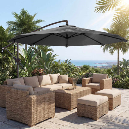 Patio Umbrella, 2.95m Diameter, Dark Grey, with Cover