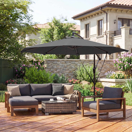 Patio Umbrella, 2.95m Diameter, Dark Grey, with Cover