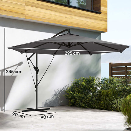 Patio Umbrella, 2.95m Diameter, Dark Grey, with Cover
