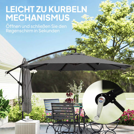 Patio Umbrella, 2.95m Diameter, Dark Grey, with Cover