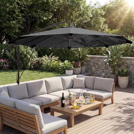 Patio Umbrella, 2.95m Diameter, Dark Grey, with Cover