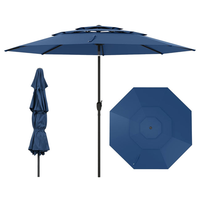 Patio Umbrella 300cm, Tilt & Crank, Marine Blue