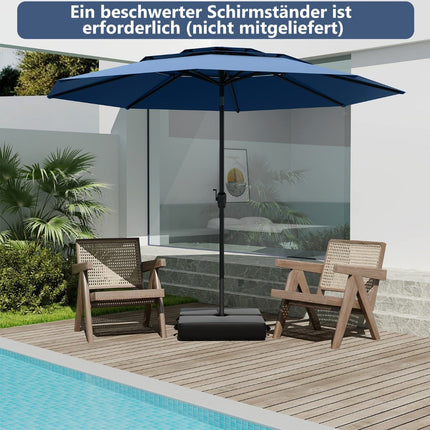 Patio Umbrella 300cm, Tilt & Crank, Marine Blue