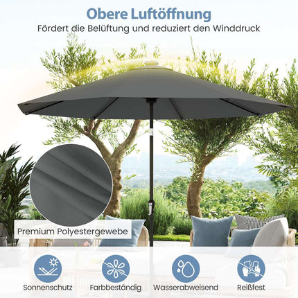 Patio Umbrella 300cm with Solar LED Lights, 9 Modes