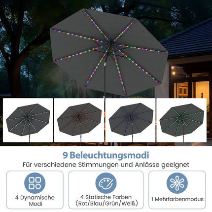 Patio Umbrella 300cm with Solar LED Lights, 9 Modes