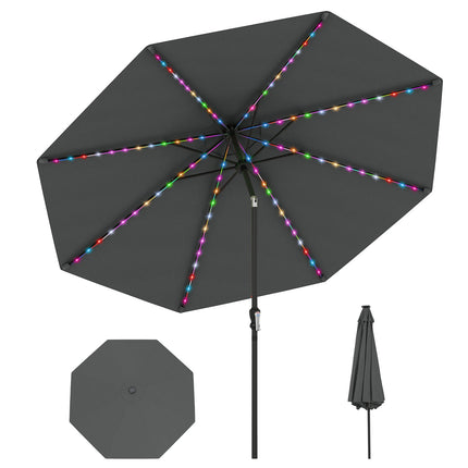 Patio Umbrella 300cm with Solar LED Lights, 9 Modes