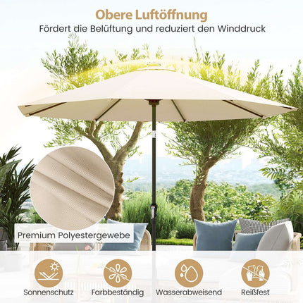 Patio Umbrella 300cm with Solar LED Lights, 9 Modes