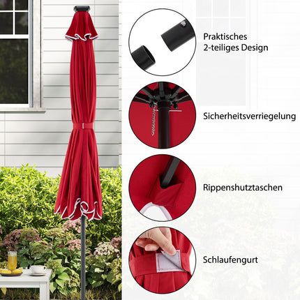 Patio Umbrella 300 cm with Solar LED Lights and Crank