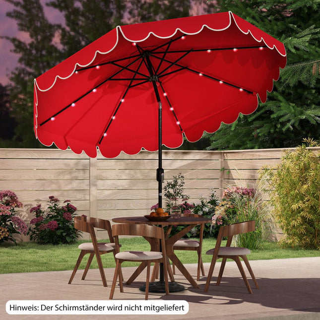 Patio Umbrella 300 cm with Solar LED Lights and Crank