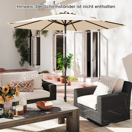 Patio Umbrella 303 cm Diameter, Tilt Function, Beige