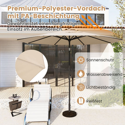 Patio Umbrella 303 cm Diameter, Tilt Function, Beige